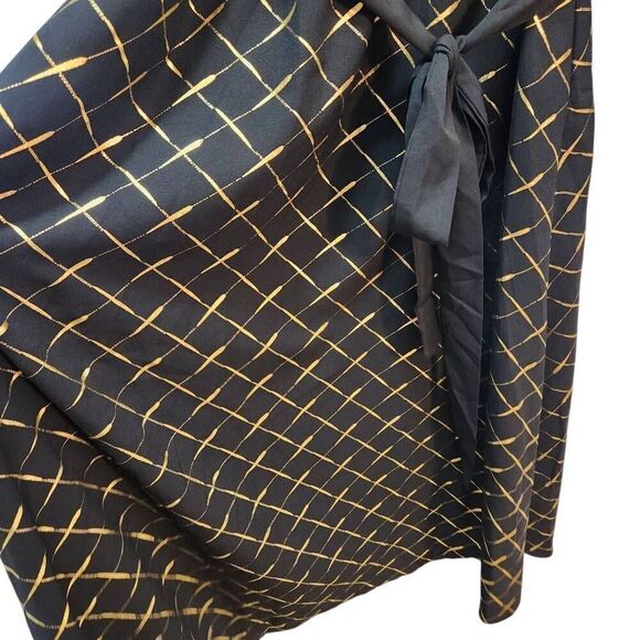 Bloomchic made for curves black dress with metallic gold design belted XL 14-16 - Picture 3 of 11